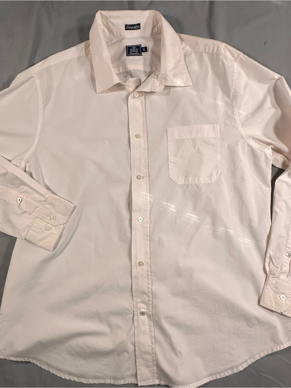 Van Heusen Men's off white Long-Sleeve Dress Shirt business tailored Y2K